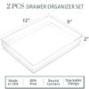 STORi SimpleSort 2-Piece Stackable Clear Drawer Organizer Set | 12" x 9" x 2" Rectangle Trays | Wide Makeup Vanity Storage Bins and Office Desk Drawer Dividers | Made in USA view 2