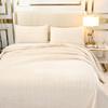 vctops Floral Pattern Velvet Quilt Set 3-Piece Queen Size Super Soft Warm Plush Reversible Bedspread Coverlet with Pillow Shams (Queen,Cream) view 2