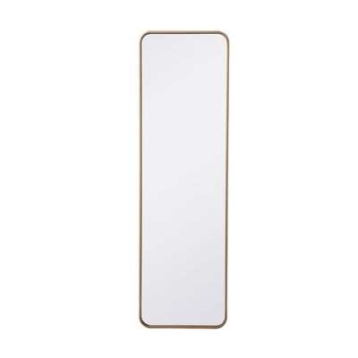 Elegant Decor Evermore 18x60 Soft Corner Metal Rectangular Mirror in Brass