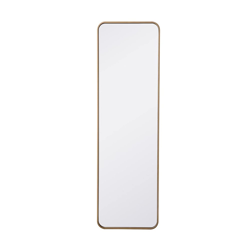 Elegant Decor Evermore 18x60 Soft Corner Metal Rectangular Mirror in Brass