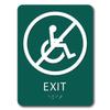 The Sign Studio - 6" x 9" - Pine Green/White - ADA - Not Wheelchair Accessible Exit with Pictorial Sign view 1