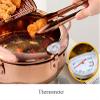 QIBOORUN Stainless Steel Deep Fryers Tempura Frying Pot With Thermometer Oil Fryer Chicken Wings, French Fries Dust-Proof Lid and Oil Drip Rack for Kitchen Cookingil Drip Rack for Kitchen Cooking-Gold view 4