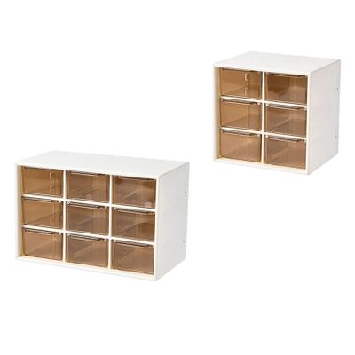 Cabilock 2pcs Creative Makeup Organizer Box Storage Container for Cosmetics Sundries and Practical and Space-saving Design White