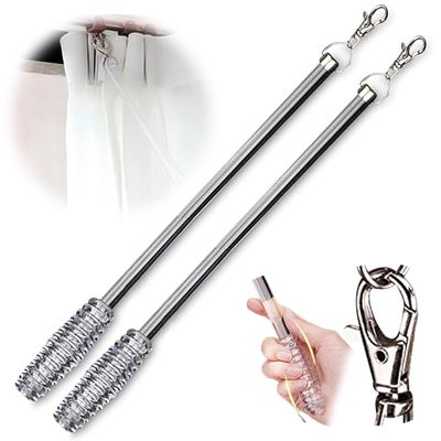 Jos & Haz Curtain Pull Wand Clear Acrylic 36" (2 Pack) Pull Rod Wand for Grommet Panels, Vertical Blinds, Shower Drapes Invisible Curtain Opener Stick for Opening & Closing Curtains