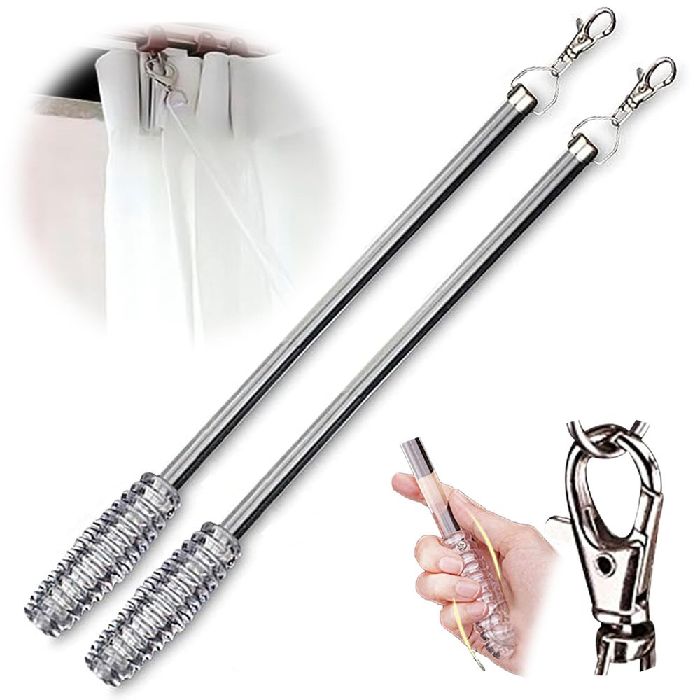 Jos & Haz Curtain Pull Wand Clear Acrylic 36" (2 Pack) Pull Rod Wand for Grommet Panels, Vertical Blinds, Shower Drapes Invisible Curtain Opener Stick for Opening & Closing Curtains