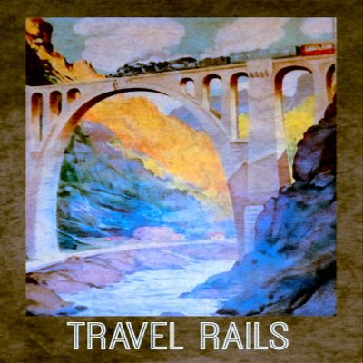 Iconic Arts Travel Rails Travel by Train Vintage Laminated 24x36 Poster