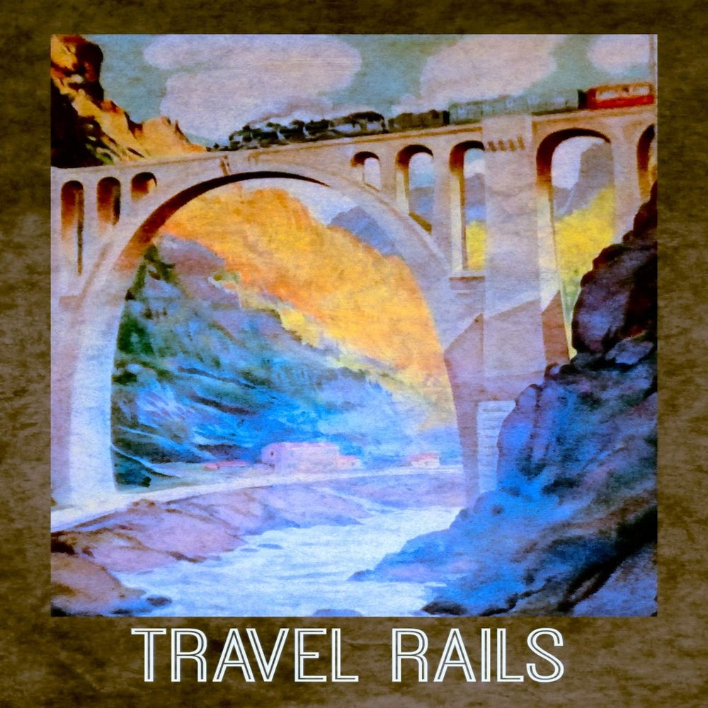 Iconic Arts Travel Rails Travel by Train Vintage Laminated 24x36 Poster