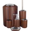 Bathroom Accessories Set 6 Piece Plastic Bath Ensemble Soap Dispenser Toothbrush Holder, Tumbler Soap Dish Soap Saver Trash Can Toilet Brush Holder Decorative Countertop Bathroom Accessoy Set (Brown) view 1