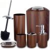 Bathroom Accessories Set 6 Piece Plastic Bath Ensemble Soap Dispenser Toothbrush Holder, Tumbler Soap Dish Soap Saver Trash Can Toilet Brush Holder Decorative Countertop Bathroom Accessoy Set (Brown) view 2