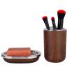 Bathroom Accessories Set 6 Piece Plastic Bath Ensemble Soap Dispenser Toothbrush Holder, Tumbler Soap Dish Soap Saver Trash Can Toilet Brush Holder Decorative Countertop Bathroom Accessoy Set (Brown) view 4