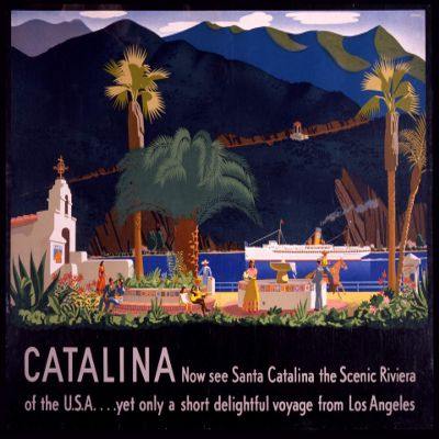 Iconic Arts Catalina Island Vintage Travel Laminated 24x36 Poster