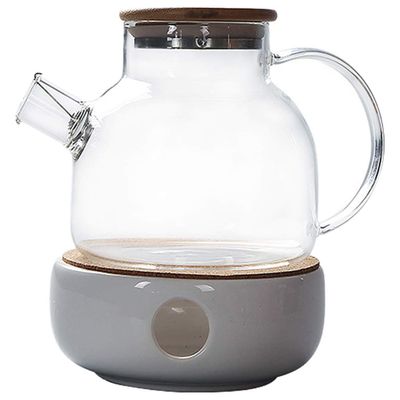 2pcs Glass Teapot with Lid Warmer Tea Tool for Tea Acid Alkali Resistant for Home Gatherings Assorted Color