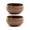 Rainforest Bowls Set of 2 Jumbo Waves Coconut Bowls, 2 Wooden Spoons & 2 Reusable Bamboo Straws - 100% Natural, Hand Carved by Artisans, Eco-Friendly & Sustainable - Smoothie/Acai/Salad Bowls view 2