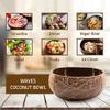 Rainforest Bowls Set of 2 Jumbo Waves Coconut Bowls, 2 Wooden Spoons & 2 Reusable Bamboo Straws - 100% Natural, Hand Carved by Artisans, Eco-Friendly & Sustainable - Smoothie/Acai/Salad Bowls view 4
