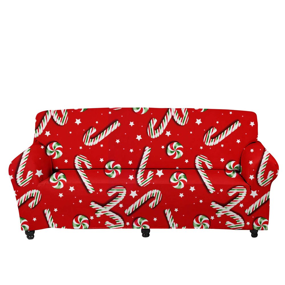 FKELYI Stylish Beautiful Christmas Sugar Print Sofa Covers Couch Cushion Covers Stretch Sofa Slipcovers Anti-Slip Furniture Protector for Living Room Bedroom-M
