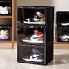 TBW magnetic drop side shoe box storage containers sneaker storage shoe storage box shoe bins Foldable Stackable Closet Shelf Shoe Organizer (black, 6pc) view 3