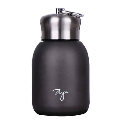 Hand-Held Portable Frosted Vacuum Flask Water Bottle Coffee Mug, Stainless Steel Hike Travel Leak-Proof Vacuum Flask(black)