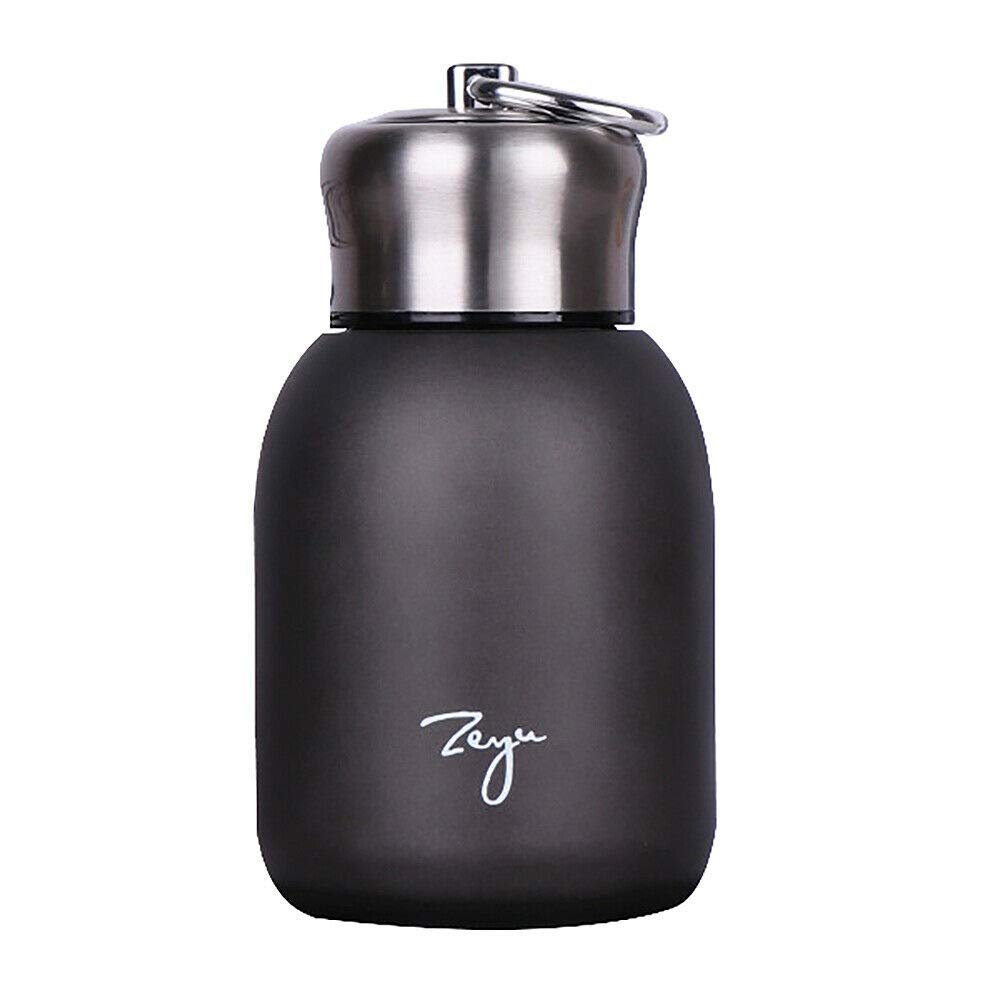 Hand-Held Portable Frosted Vacuum Flask Water Bottle Coffee Mug, Stainless Steel Hike Travel Leak-Proof Vacuum Flask(black)
