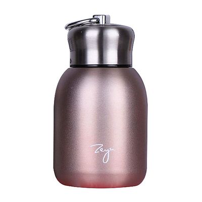 Hand-Held Portable Frosted Vacuum Flask Water Bottle Coffee Mug, Stainless Steel Hike Travel Leak-Proof Vacuum Flask(rose gold)