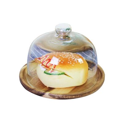6/8/10/11 Inch Cake Dome, Wooden Pastry Tray Household Food Preservation Cover Party Tray Salad Sandwich Glass Dome (Size : 202012CM)