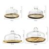 6/8/10/11 Inch Cake Dome, Wooden Pastry Tray Household Food Preservation Cover Party Tray Salad Sandwich Glass Dome (Size : 202012CM) view 2