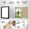 Modern 39x14 Black Picture Frame Wood with Acrylic Plexi Glass - Wall Hanging - Real Wooden Edge - Large 14x39 Frame Size For Family Photo Portrait, Poster Prints, Documents, Art Print- Modern Memory Design view 3