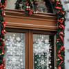 NAKLEO Christmas Painting Stencil, Reusable Plastic Artificial Snow Spray Stencil for Window Decoration, L 17.7x37.4, Christmas Patterns, Snowflake Border view 2