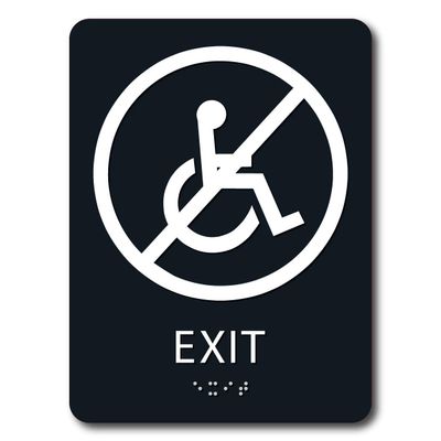 The Sign Studio - 6" x 9" - Black/White - ADA - Not Wheelchair Accessible Exit with Pictorial Sign