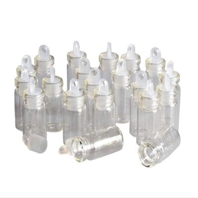 QXcom 60 Pieces 1ml Mini Small Clear Glass Bottles Vials Tiny Jar with Plastic Stopper Miniature Bottle Message Bottle Gift DIY Decoration Wishing Bottle for Pendant Arts Crafts Wedding Party Favors