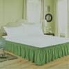 Lusso Mercato Bed Skirt - Three Sides Fabric Elastic Wrap Around Dust Ruffled Solid Bed Skirts Easy On/Easy Off 18 Inch Tailored Drop, Hotel Quality 100% Cotton 800 Thread Count, Sage Twin Size view 1