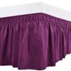 Lusso Mercato Bed Skirt - Three Sides Fabric Elastic Wrap Around Dust Ruffled Solid Bed Skirts Easy On/Easy Off 18 Inch Tailored Drop, Hotel Quality 100% Cotton 800 Thread Count, Purple King XL Size view 2