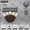 70 Warm White LED StretchNet Pro Expandable Christmas Net Lights for Medium Trees - 21" x 31" Stretchable Net - Brown Wire Trunk Wrap view 2