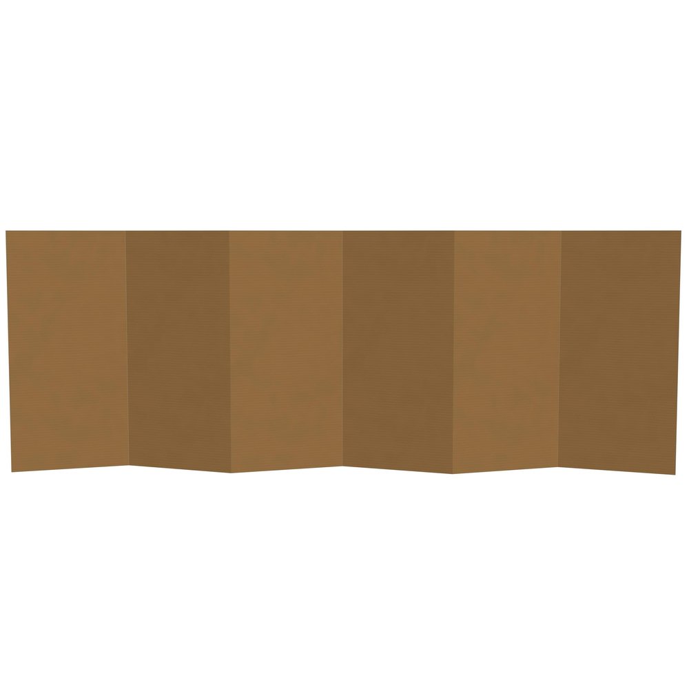 3 ft. Short Brown Temporary Cardboard Folding Screen - 6 Panels