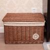 Handwoven Basket Bin Bread Baskets Serving Baskets for Organizing Bamboo Woven Basket Storage Baskets Rattan Weaving Tray Storage Drawers Wooden Wicker Wine Storage view 4