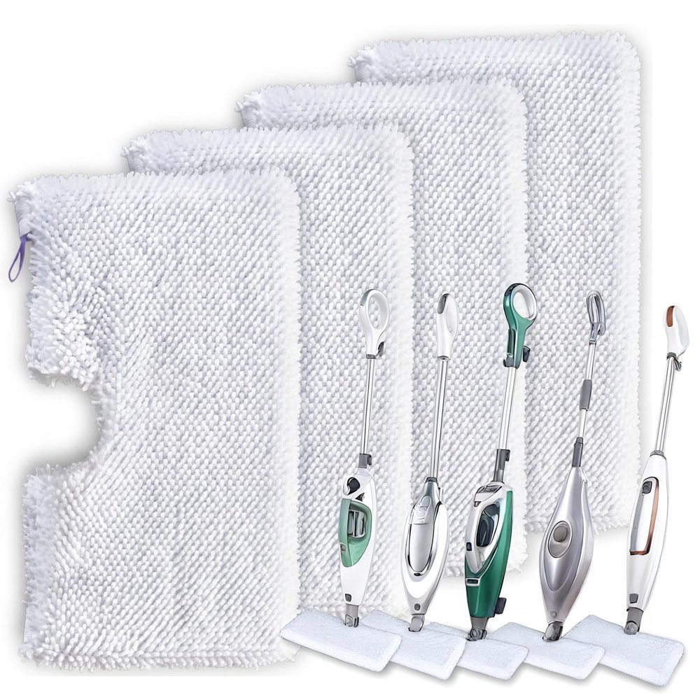 Turbo Microfiber Shark Steam Mop Replacement Pads, Professional Fit Series S3500 S2901 S2902 S3455K S3501 S3550 S3601 S3801 S3901 S4601 S4701 SE450, 4 Pack Replacement Microfiber Cloth Head Covers