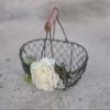 Rustic Flower Girl Basket - Country Metal Wedding Basket w/Wood Handle - Vintage Petal Basket - Flower Girl Basket by Ragga Wedding view 2