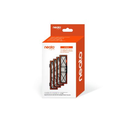 Neato Robotics Original Replacement Parts- True HEPA Filters (4-pack), developed for D10, also compatible with D9, D8, D7, D6, D4 Robot Vacuums. Max Performance.