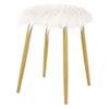 Carolina Classic Madison Faux Fur and Metal Ottoman in White Fur and Gold view 1