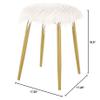 Carolina Classic Madison Faux Fur and Metal Ottoman in White Fur and Gold view 3