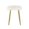 Carolina Classic Madison Faux Fur and Metal Ottoman in White Fur and Gold view 4