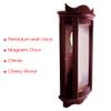 Unknown1 Decorative Wall Clock with Pendulum in Cherry Red Rectangular Wood Finish view 2