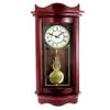 Unknown1 Decorative Wall Clock with Pendulum in Cherry Red Rectangular Wood Finish view 4