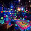 Chuangdi 44 Pcs Neon Birthday Party Decoration Glow in The Dark Party Supplies Includes Let's Glow Banner Star Hanging Swirl Fluorescent Balloons UV Black Light Reactive Tape Neon Dots view 2