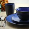 Unknown1 Downtown Round 16pc Dinnerware Set Blue Solid Casual Stoneware 16 Piece Microwave Safe view 4