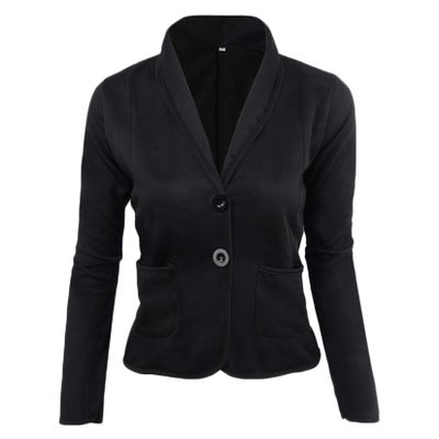 Andongnywell Women's Notched Lapel Button Decor Lightweight Soft Fabric Blazer Jacket Urban Style Casual Coat (Black,XX-Large)