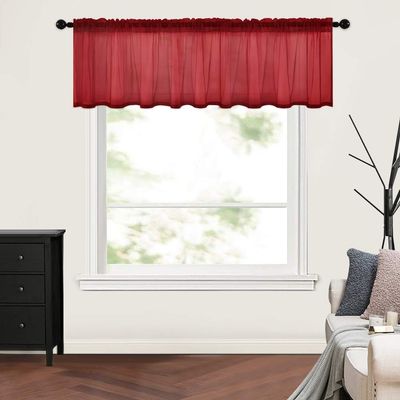 MIULEE Burgundy Red Window Valance 1 Panel 54W x 18L