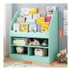 QWEASDF Wooden Kids Bookshelf, Children's Bookcase, Storage Boxes, and Toys Organizer Shelves, Free Standing Against The Wall, Organizer Holder Stand for Books Living Room Bedroom,Green view 1