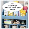 QWEASDF Wooden Kids Bookshelf, Children's Bookcase, Storage Boxes, and Toys Organizer Shelves, Free Standing Against The Wall, Organizer Holder Stand for Books Living Room Bedroom,Green view 4