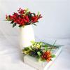 Drasawee 6 Pack 2 Forks Artificial Christmas Red Berry Stems with Pine Needles for Holiday Crafts and Home Decor 9.8'' DIY Artificial Flower Orange view 3