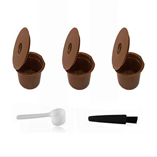 LIGICKY Set of 3 Refillable Coffee Capsules Cup Filter for Caffitaly Coffee Machine Supplies with Spoon and Cleaning Brush.